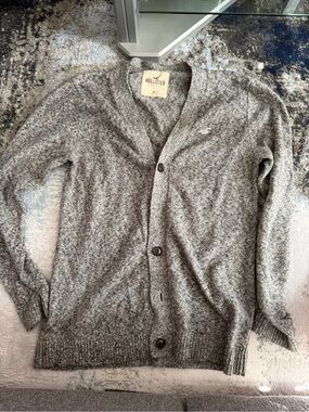Hollister Men's Heather Gray Shawl Collar Cardigan